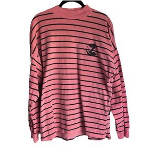 Vintage Jimmy Z Skateboarding long sleeve black Pink stripe shirt‎ size Medium